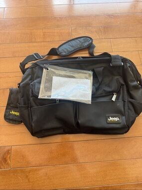 Jeep Black Duffel with Yellow Logo Accent baby changing bag